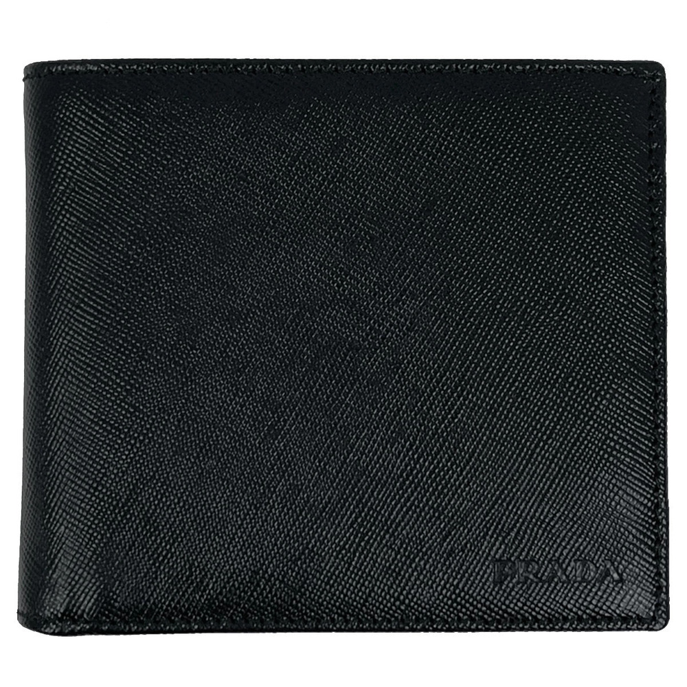 Prada bi fold wallet billfold coin leather black Nero Black